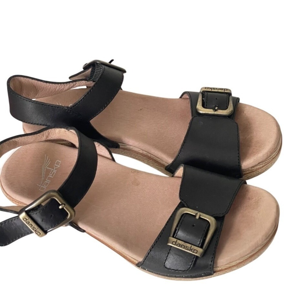 Dansko Matty Black Leather Buckle Sandals EU 37 US 6.5-7 Comfort - Picture 4 of 11